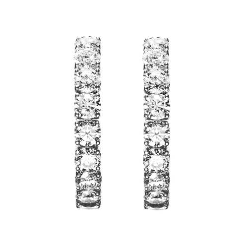 Diamond Hoop Earrings VI in White Gold - diagonal
