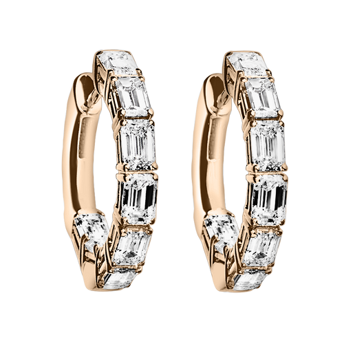 Diamond Hoop Earrings VII in Rose Gold - diagonal