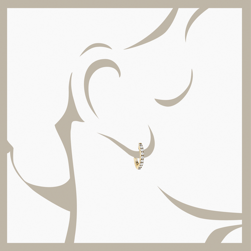 Diamond Hoop Earrings VIII in Yellow Gold - von vorne