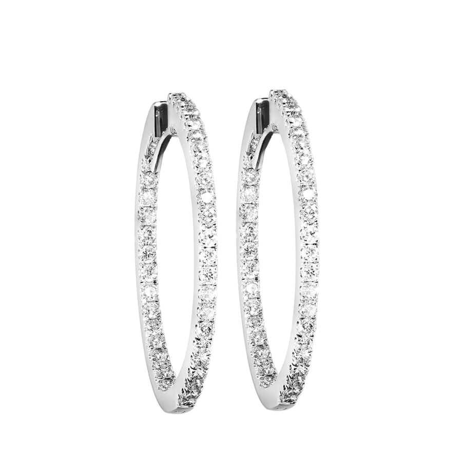 Diamond Hoop Earrings III in White White Gold