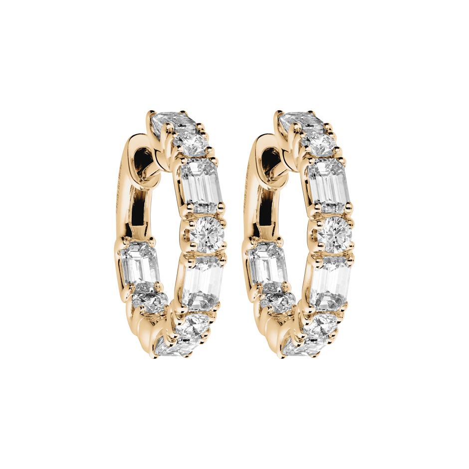 Diamond Hoop Earrings IX in White Rose Gold