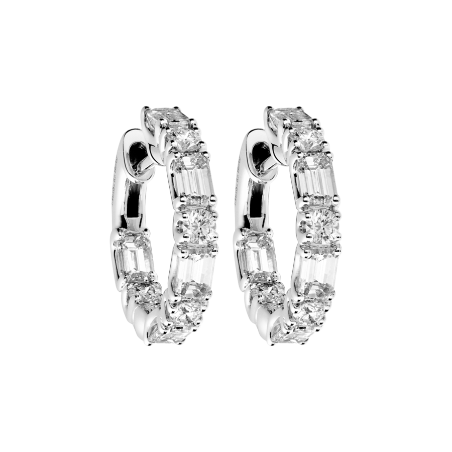 Diamond Hoop Earrings IX in White Gold - von vorne