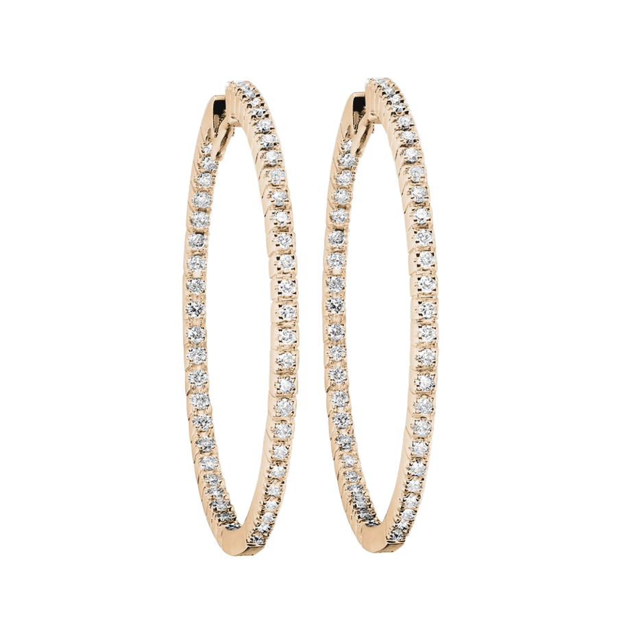 Diamond Hoop Earrings V in White Rose Gold