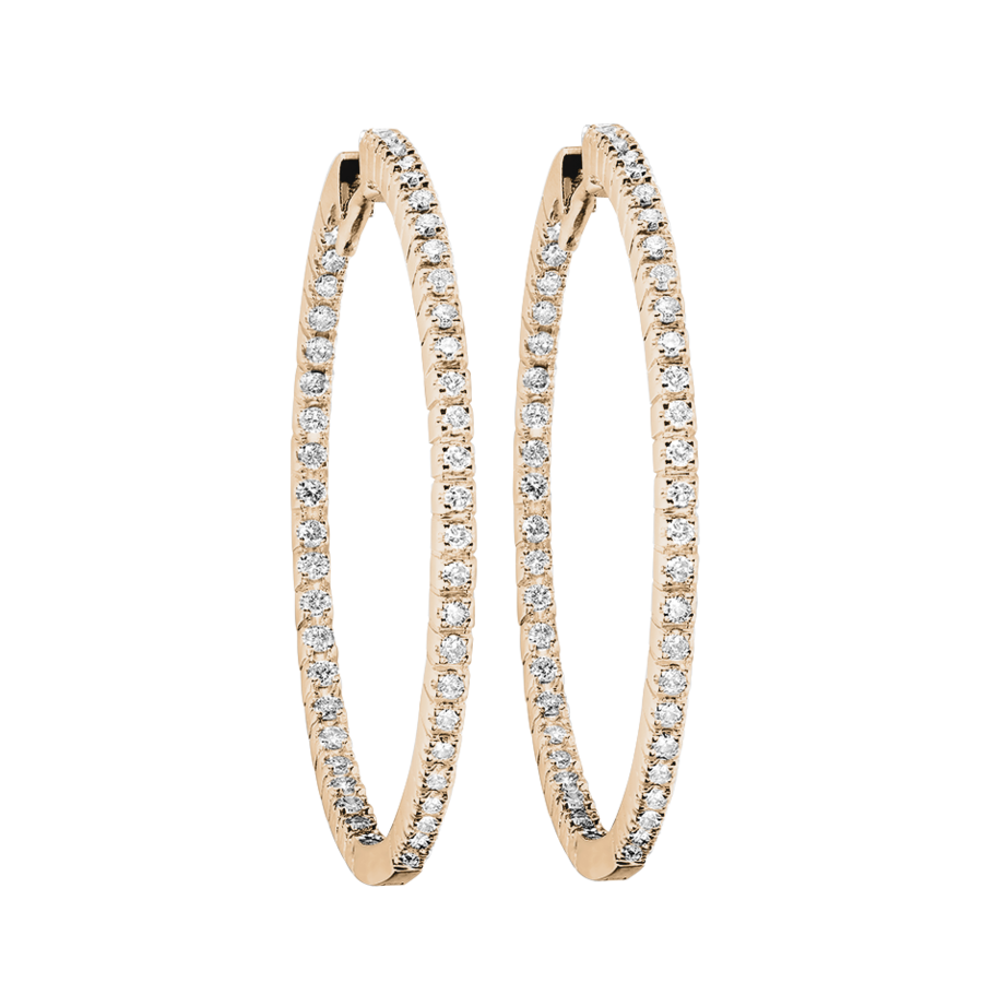 Diamond Hoop Earrings V in Rose Rose Gold