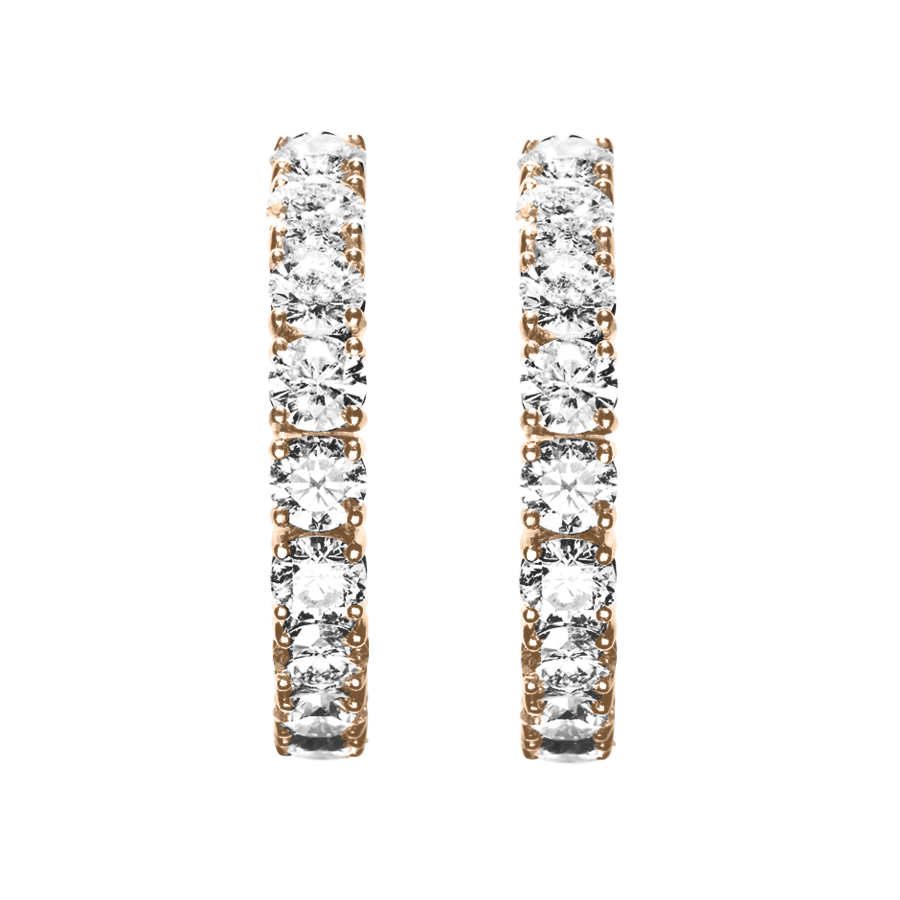 Diamond Hoop Earrings VI in Rose Gold - diagonal
