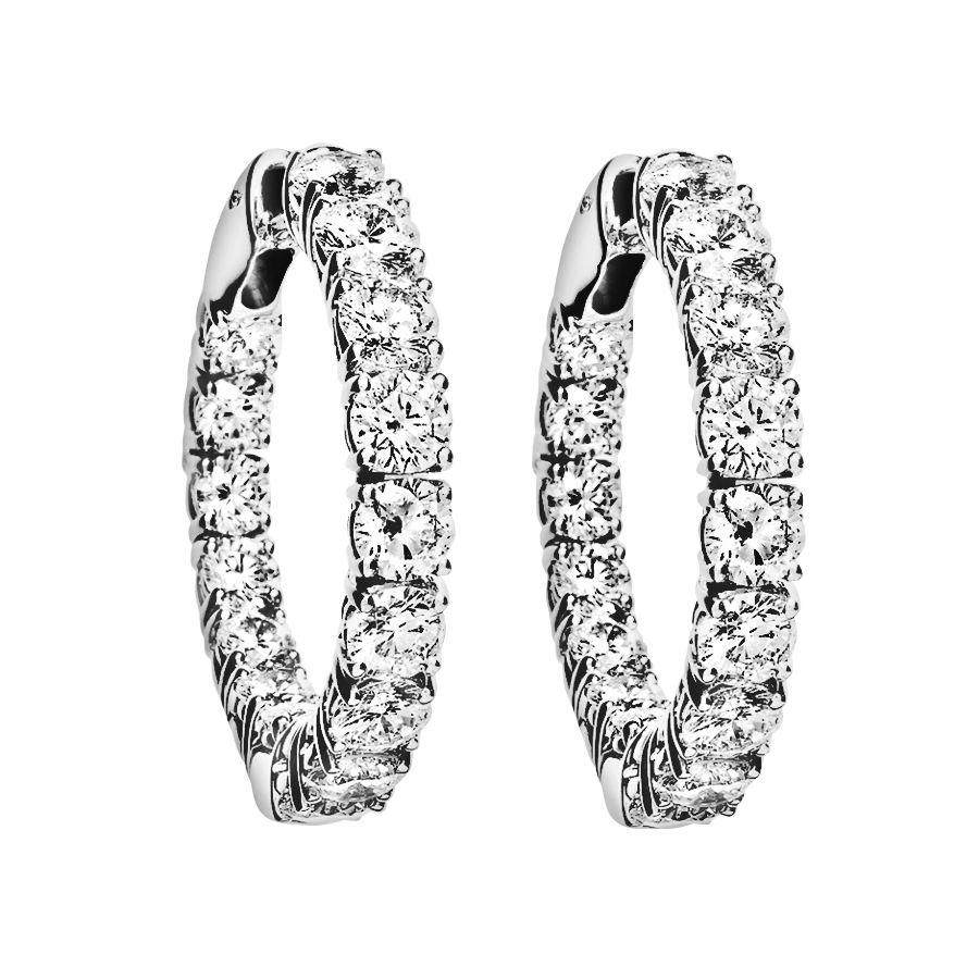 Diamond Hoop Earrings VI in Rose White Gold