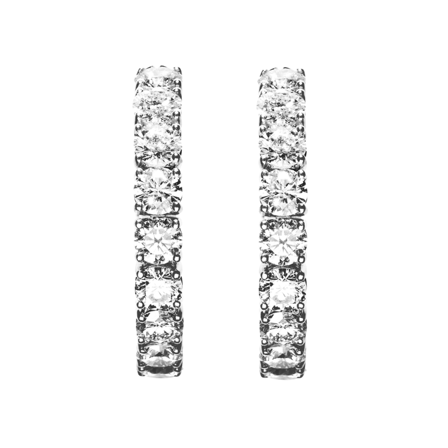 Diamond Hoop Earrings VI in White Gold - diagonal