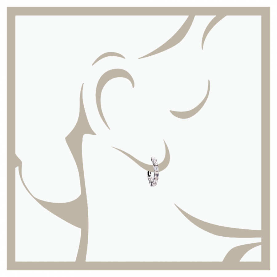 Diamond Hoop Earrings VII in White Gold - von vorne