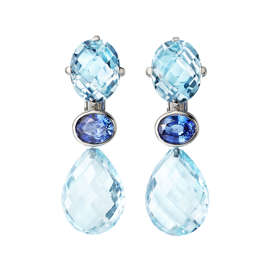 Earrings Blue Mountains in White White Gold